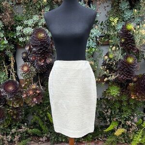 Theory Cream Ribbed Pencil Skirt Knee-Length